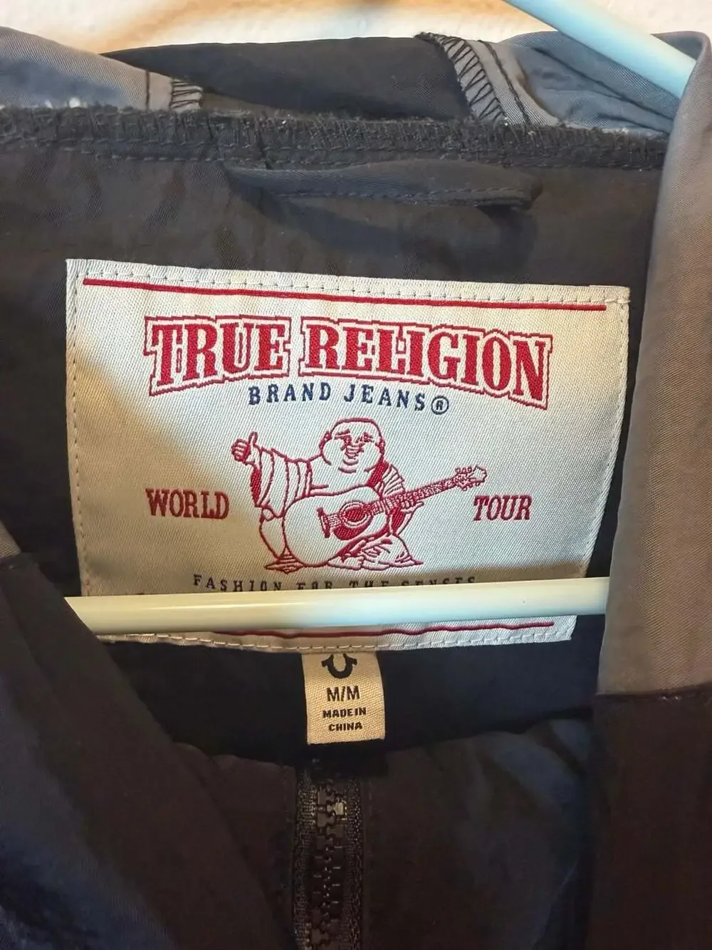 True Religion Color Block Anorak Pullover Windbreaker Jacket Black Gray Size M